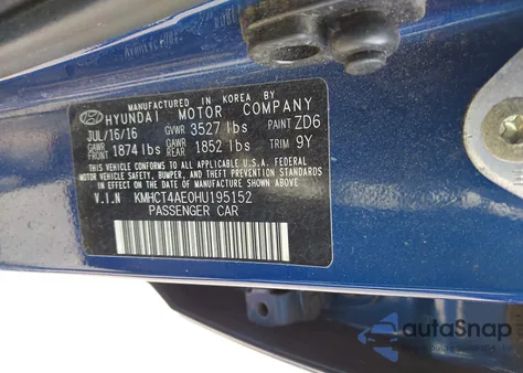 2017 Hyundai Accent Se из США, поврежденный, VIN KMHCT4AE0HU195152